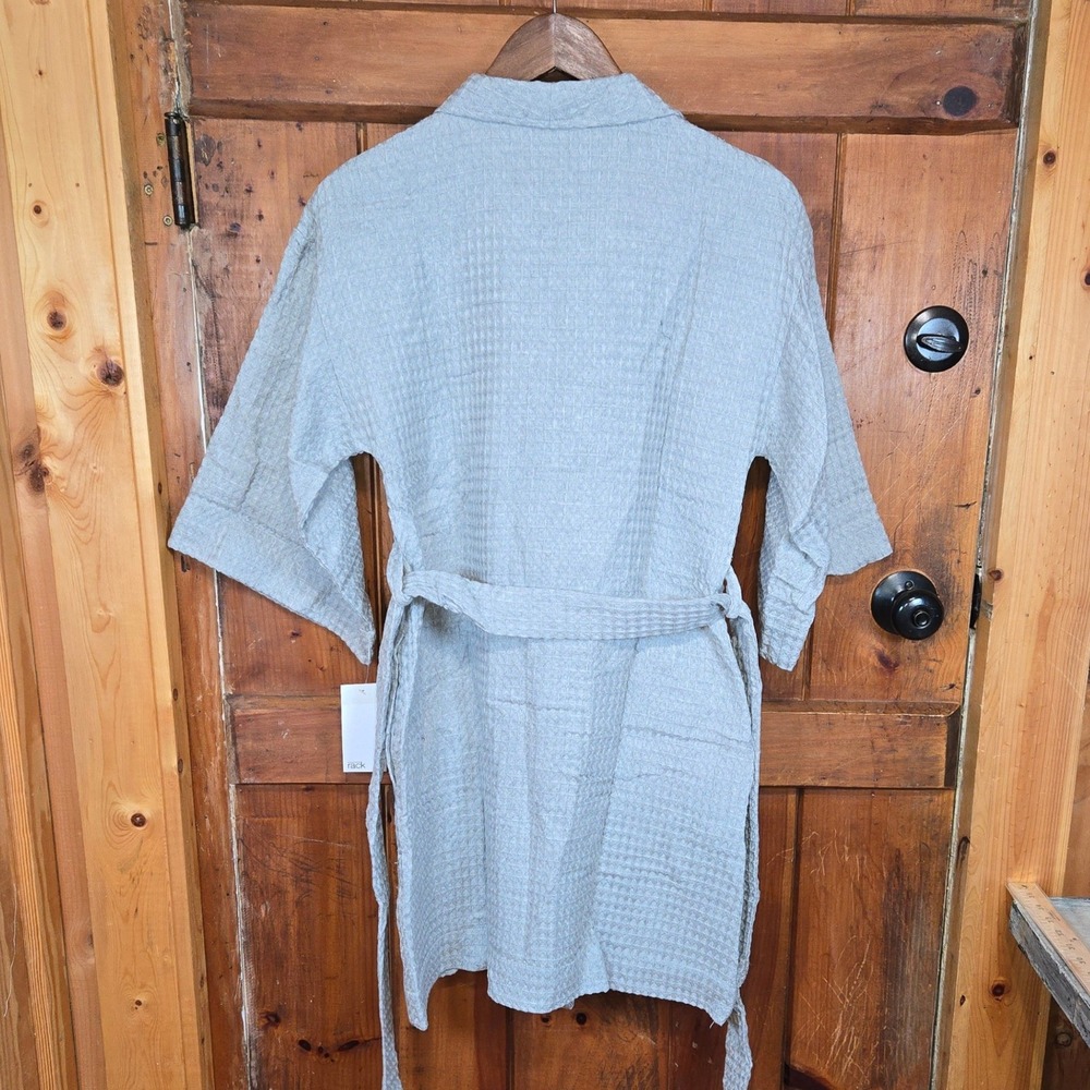 Nordstrom Rack Mens Waffle Knit Cotton Robe Grey Shawl Collar Size Small NWT - Picture 4 of 6